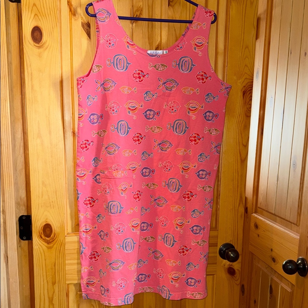 EUC-Fresh produce dress- size XL-vintage-pink-fish
